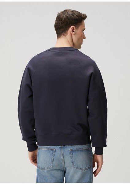 Lacivert Logo Detaylı Organik Pamuk Sweatshirt fırsatları