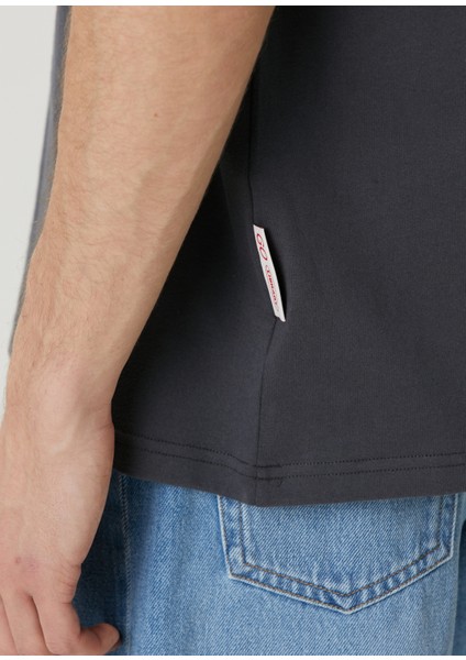 Gri Slogan Baskılı T-Shirt