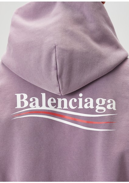 Medium Fit Political Campaign Kapüşonlu Sweatshirt