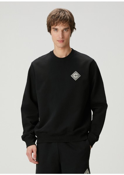Pearl Diamond Siyah Organik Pamuk Sweatshirt