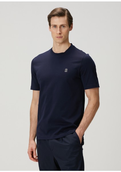 Lacivert Logo Nakışlı T-Shirt