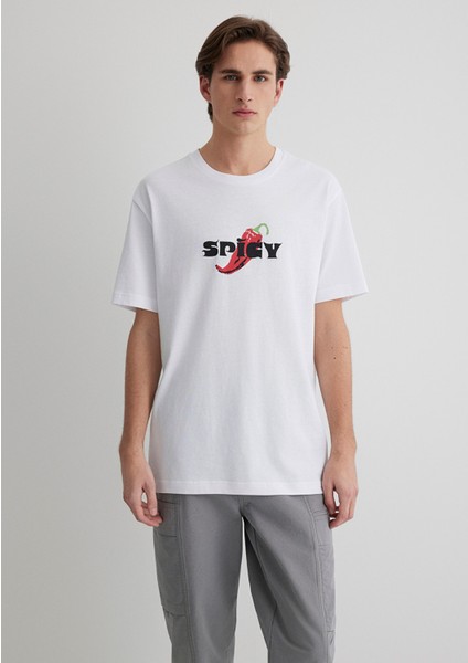 Spicy Baskılı Beyaz Tişört 0612812-620 modelleri