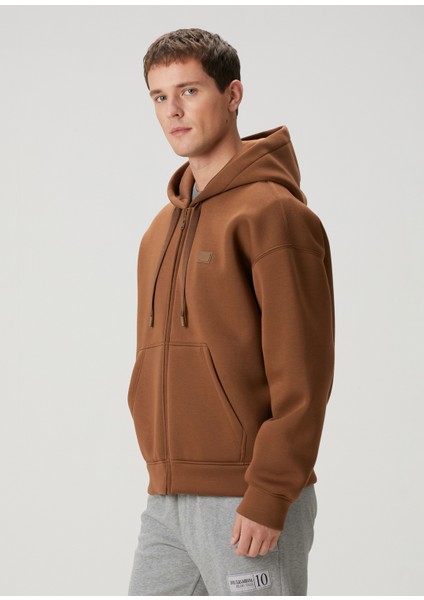 Taba Kapüşonlu Logo Detaylı Sweatshirt modelleri