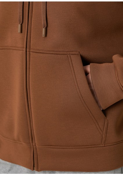 Taba Kapüşonlu Logo Detaylı Sweatshirt