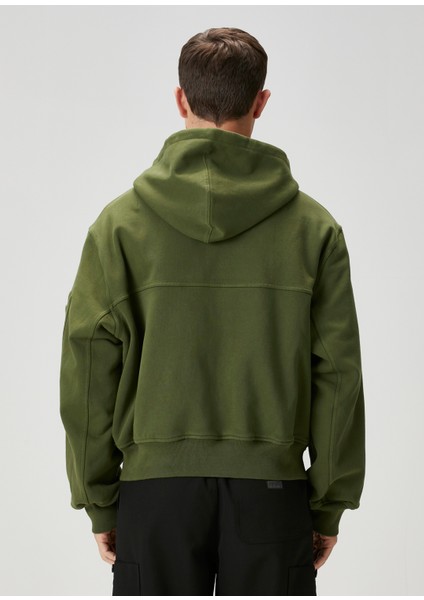 Haki Kapüşonlu Logo Detaylı Sweatshirt indirimleri