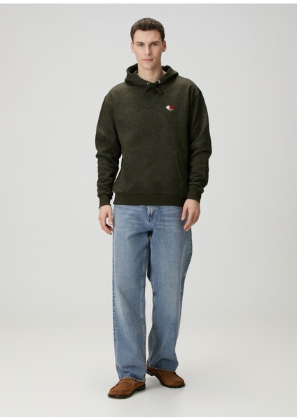 Loose Fit Haki Kapüşonlu Sweatshirt fiyatları
