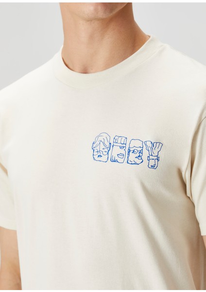 Krem Grafik Baskılı T-Shirt