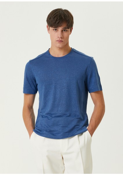 Koyu Mavi Keten T-Shirt