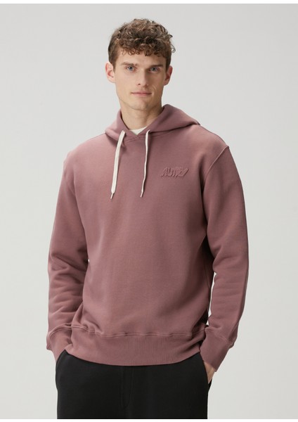 Kiremit Kapüşonlu Logo Detaylı Sweatshirt