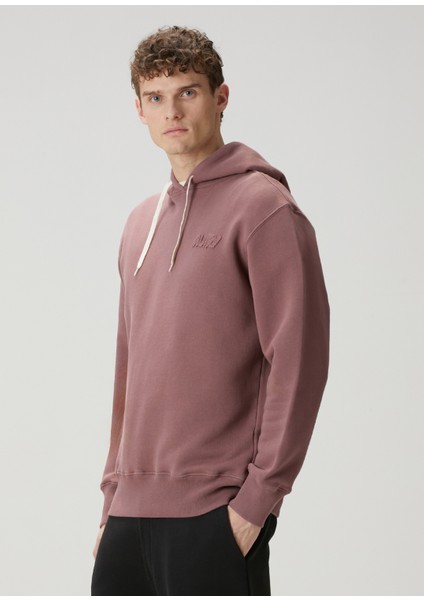 Kiremit Kapüşonlu Logo Detaylı Sweatshirt