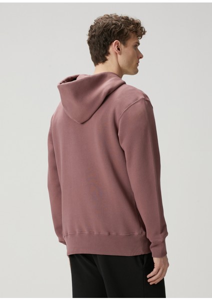 Kiremit Kapüşonlu Logo Detaylı Sweatshirt