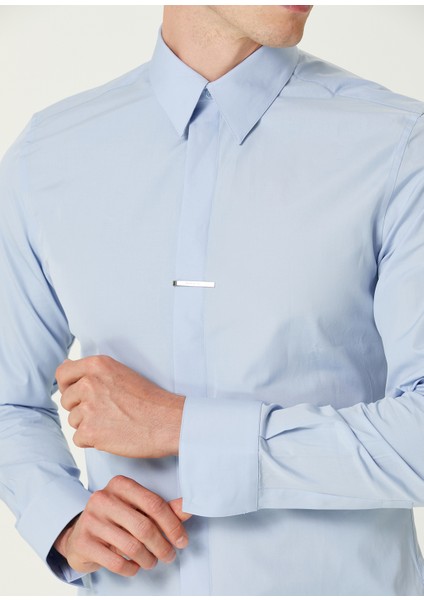 Classic Fit Açık Mavi Poplin Gömlek
