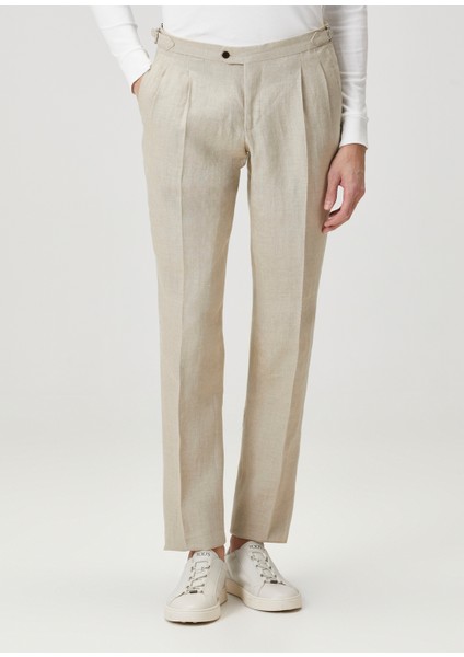 Bej Keten Pantolon