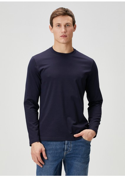 Lacivert Uzun Kollu T-Shirt