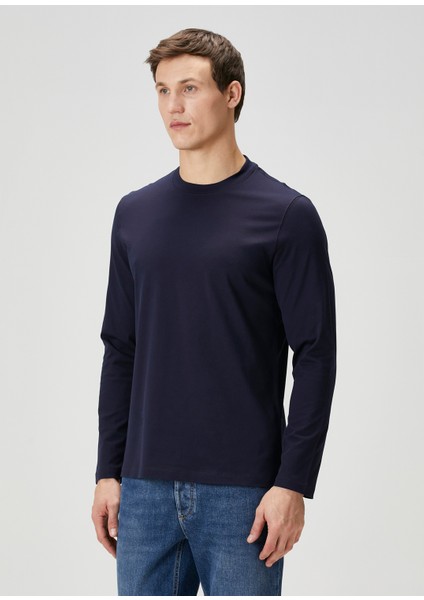 Lacivert Uzun Kollu T-Shirt