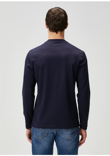 Lacivert Uzun Kollu T-Shirt