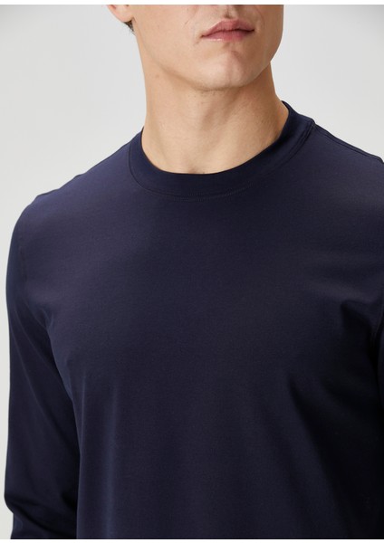 Lacivert Uzun Kollu T-Shirt