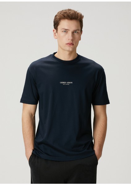 Lacivert Logo Baskılı T-Shirt