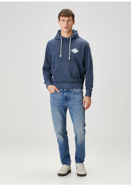 Mavi Kapüşonlu Sweatshirt