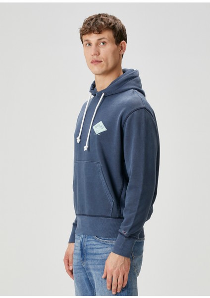 Mavi Kapüşonlu Sweatshirt