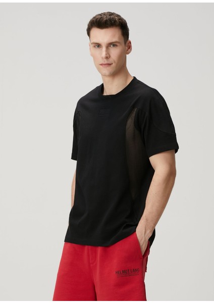 Siyah File Garni Detaylı T-Shirt
