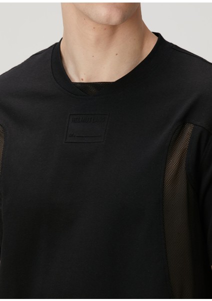 Siyah File Garni Detaylı T-Shirt