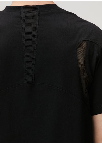 Siyah File Garni Detaylı T-Shirt