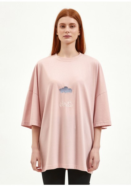 Yağmur Bulutu Pudra Oversize T-Shirt fırsatları