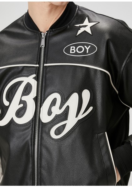 Star Boy Siyah Logo Nakışlı Varsity Mont indirimleri