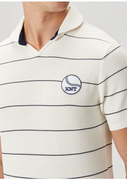 Mavi Beyaz Polo Yaka Çizgili T-Shirt indirimleri