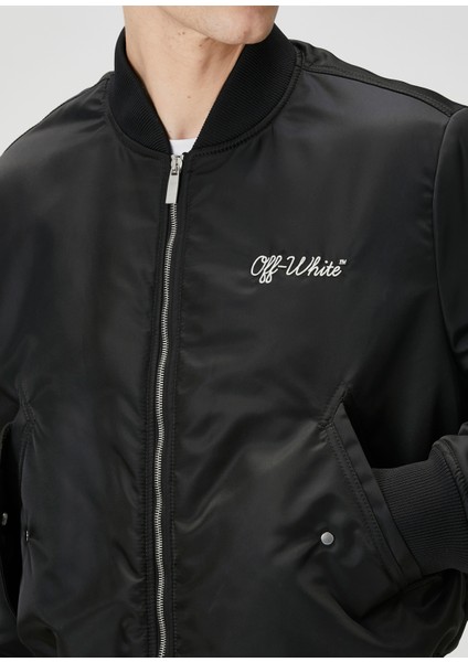 Siyah Logo Nakışlı Bomber Mont indirimleri