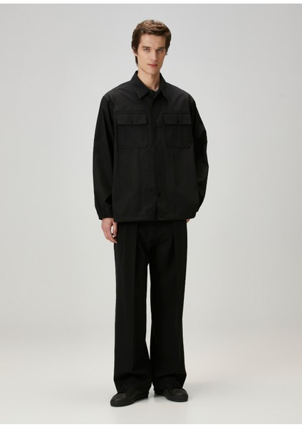 Uniform Siyah Bağcık Detaylı Gömlek