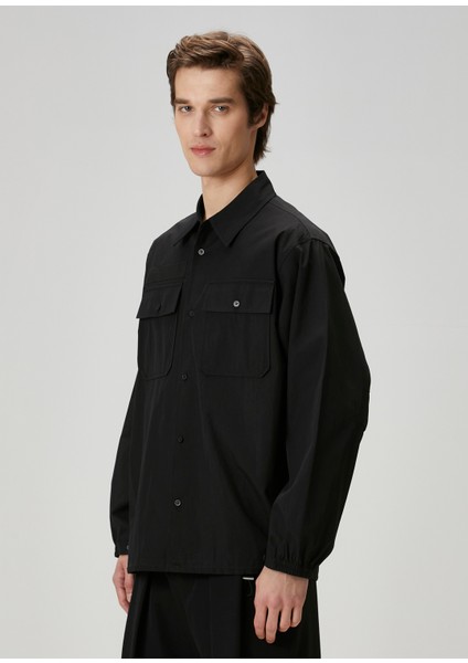 Uniform Siyah Bağcık Detaylı Gömlek