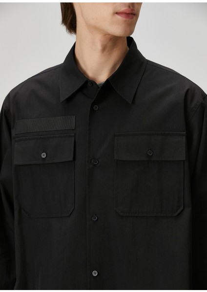 Uniform Siyah Bağcık Detaylı Gömlek