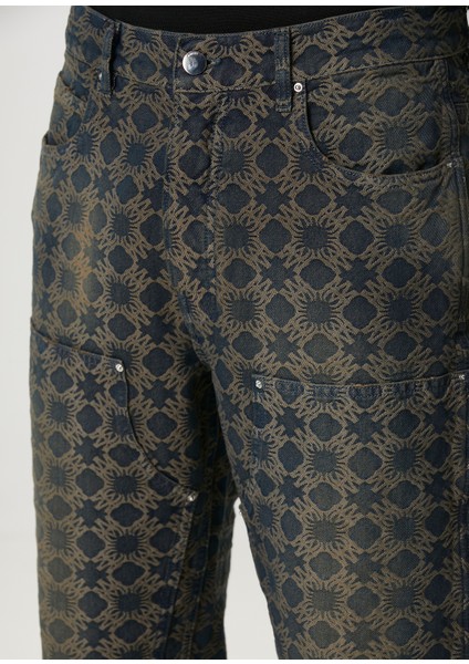 Ma Quad Lacivert Desenli Jean Pantolon