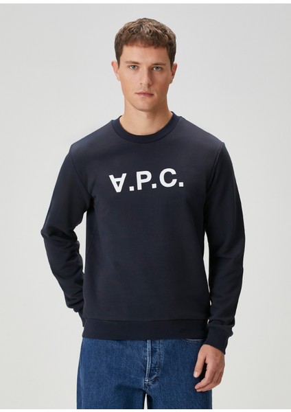 Lacivert Logo Baskılı Sweatshirt