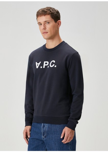 Lacivert Logo Baskılı Sweatshirt modelleri