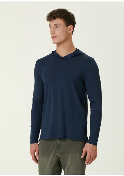 Lacivert Kapüşonlu Sweatshirt