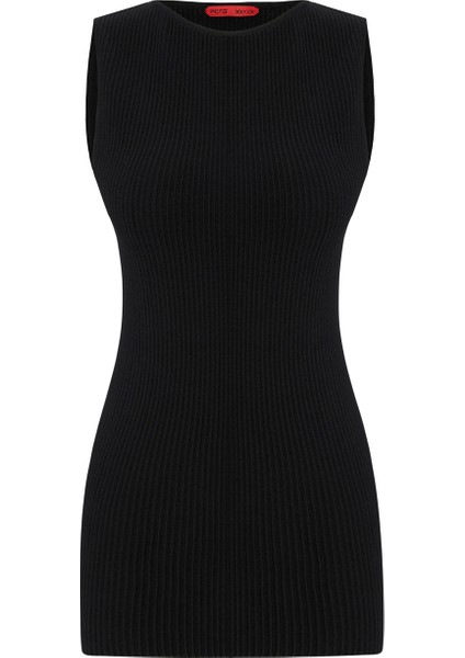 Knitted Tank Top Siyah Kolsuz Erkek T-Shirt