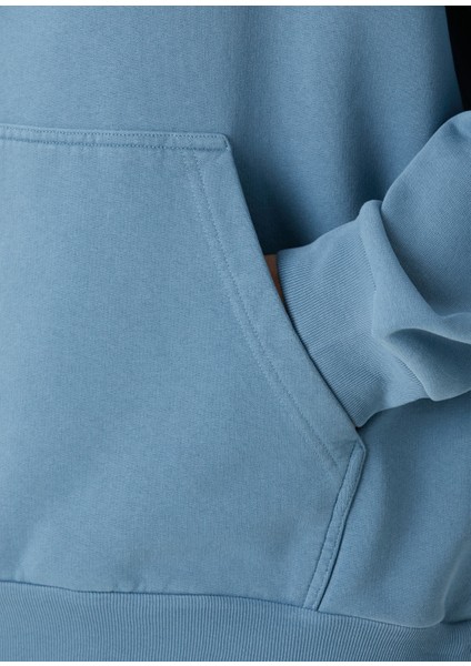 Mavi Kapüşonlu Sweatshirt