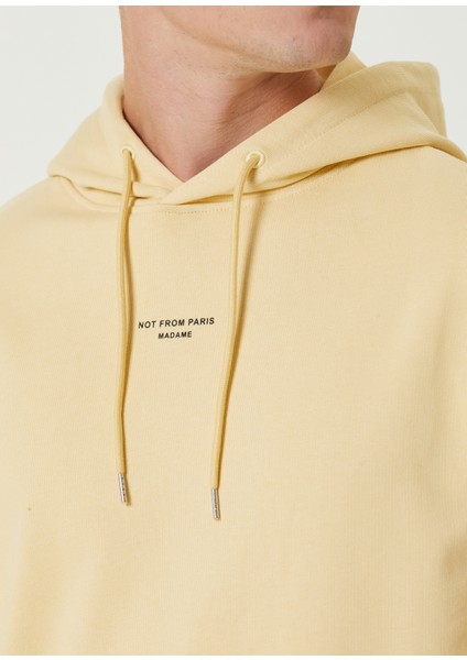 Sarı Kapüşonlu Logo Detaylı Sweatshirt