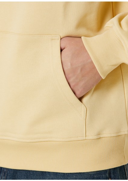Sarı Kapüşonlu Logo Detaylı Sweatshirt