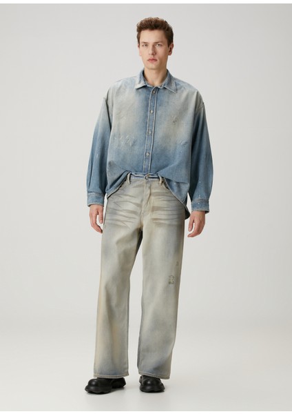 Baggy Fit Açık Mavi Jean Pantolon