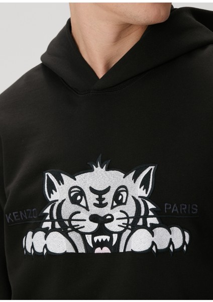 Siyah Kapüşonlu Sweatshirt