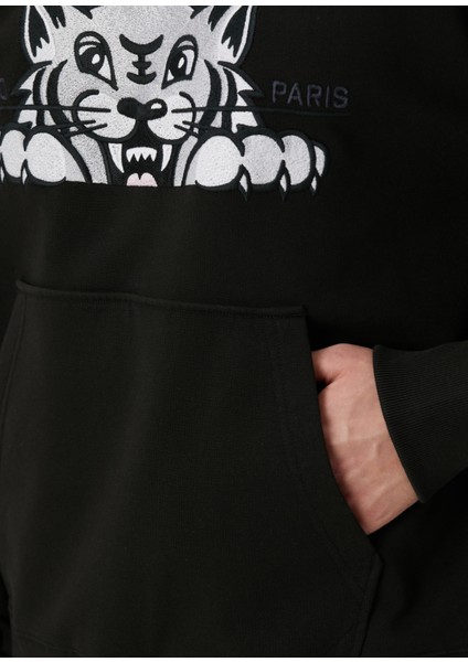 Siyah Kapüşonlu Sweatshirt
