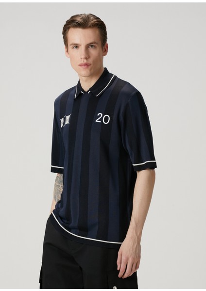 Loose Fit Liga Lacivert Polo Yaka Kısa Kollu Triko modelleri