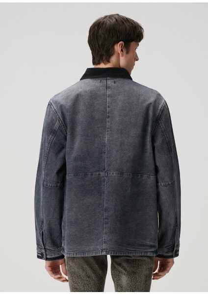 Siyah Yakası Kadife Garnili Denim Ceket fırsatları