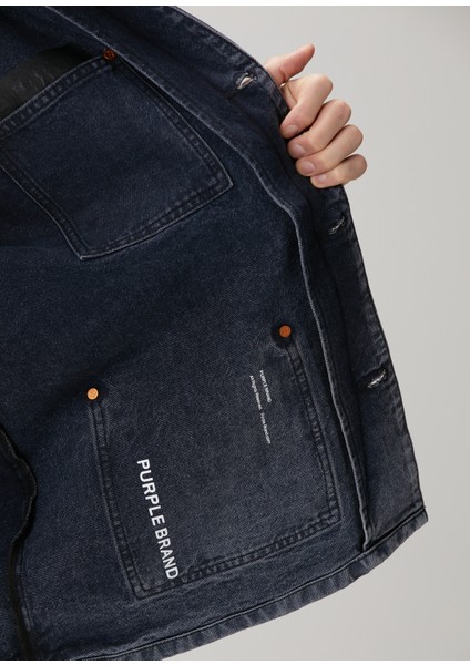 Siyah Yakası Kadife Garnili Denim Ceket