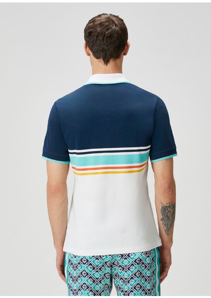 Mavi Beyaz Polo Yaka Organik Pamuk T-Shirt fırsatları