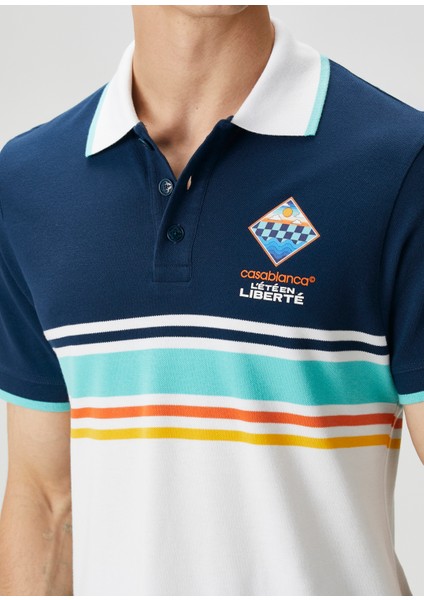 Mavi Beyaz Polo Yaka Organik Pamuk T-Shirt indirimleri
